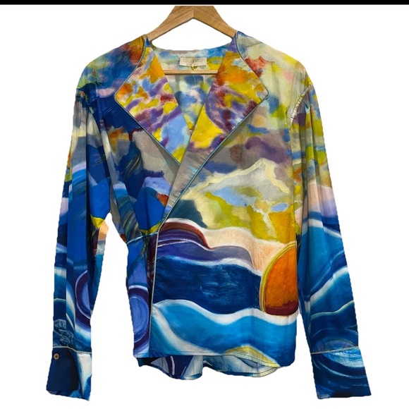 ULLA JOHNSON Holland wrap jacket Nora skirt set multicolor watercolor sz 4 new - Picture 8 of 16